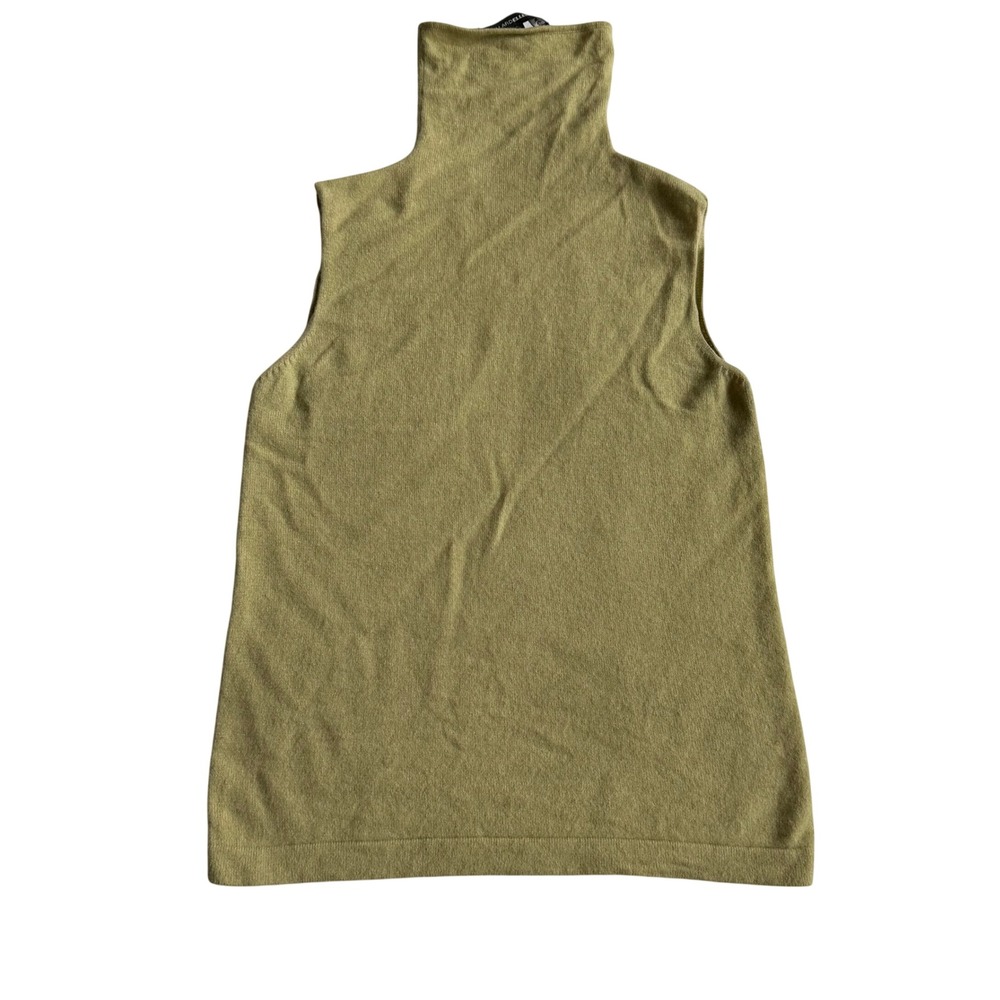 Linda Allard Ellen Tracy Cashmere Sleeveless Turtleneck Sweater Top Green size 8